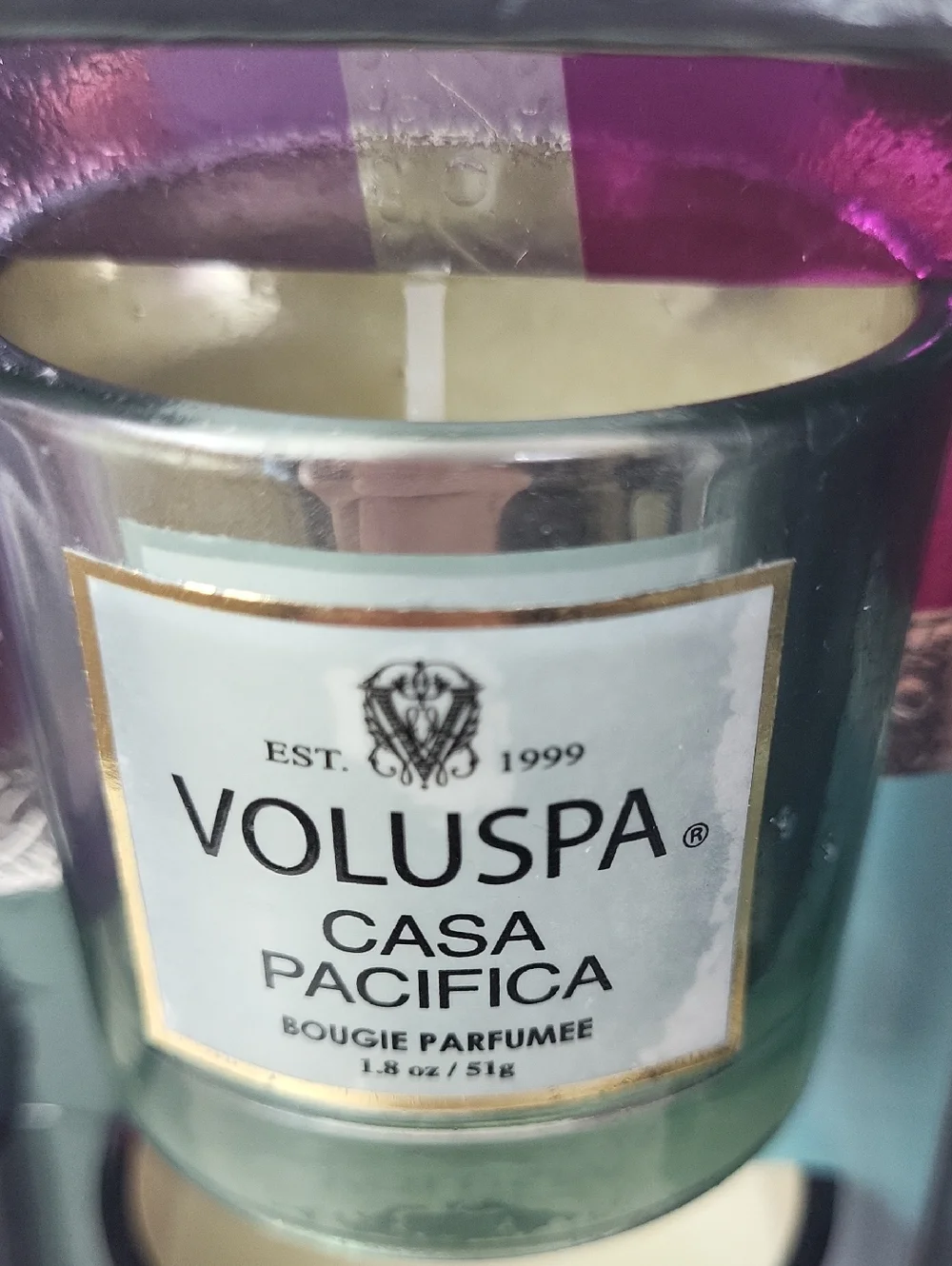 Voluspa Vermeil Four Candle Set - Black, Pink, Blue, Silver